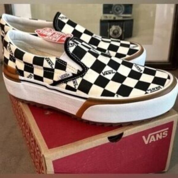 VANS Era Stacked Checkerboard Slip On Canvas Shoes - Picture 2 of 7